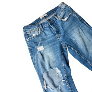 Zara Ripped Jeans Distressed Knees Size 2 Premium Denim